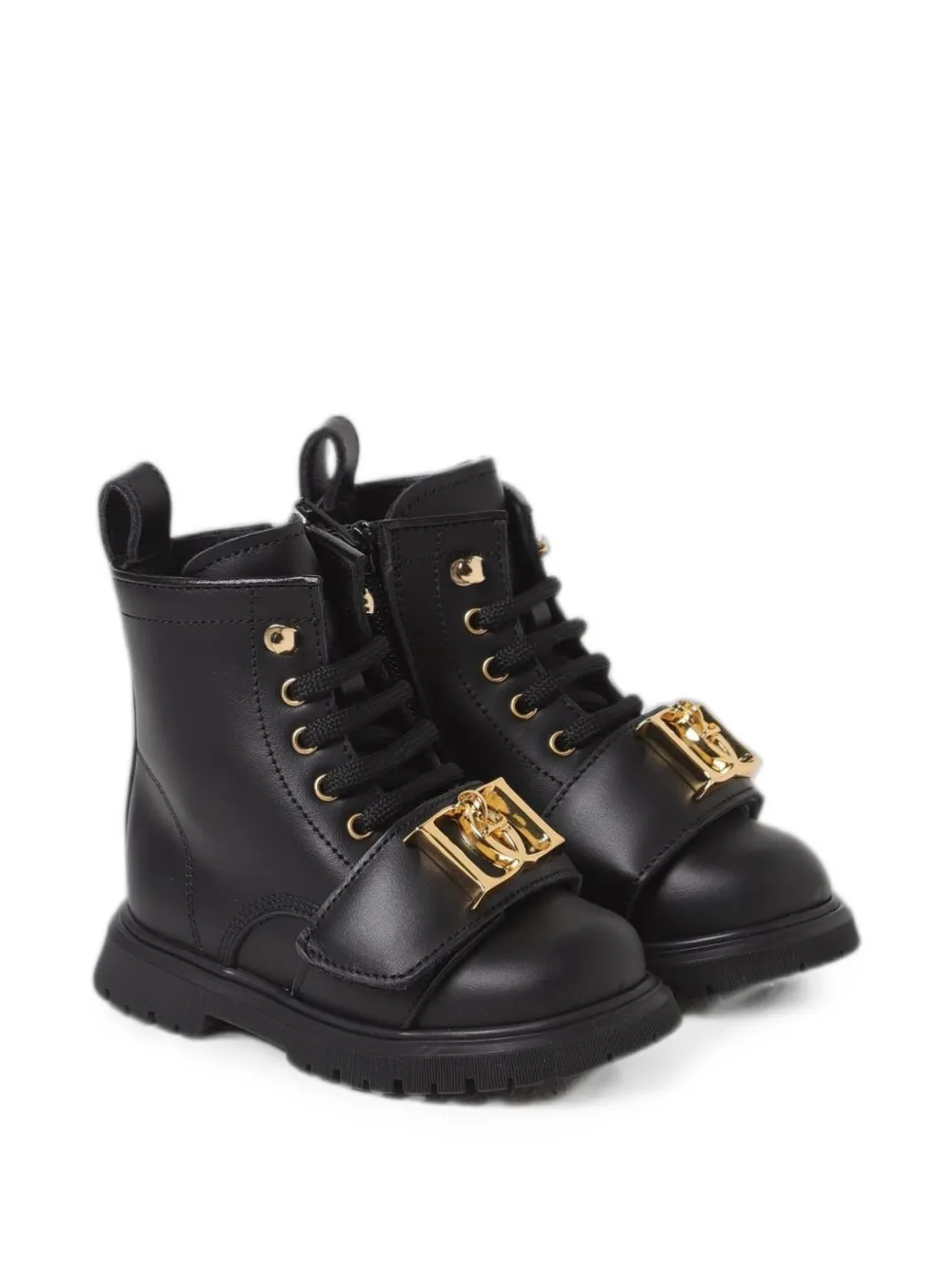 DSQUARED2 KIDS logo-plaque leather ankle boots Zwart