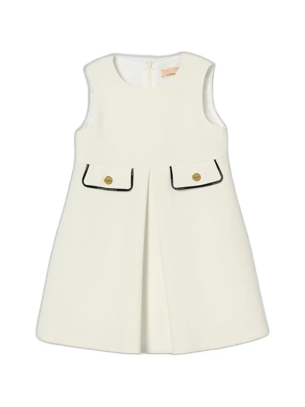 Elisabetta Franchi Kids button-detail box-pleat dress - Bianco