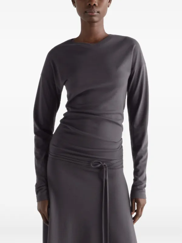 lemaire draped mesh jersey maxi dress Fluid long-sleeve In Silky Crepe | Grey 3/31/2026