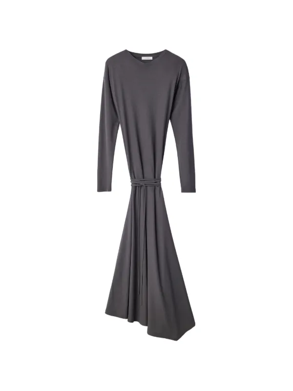 Lemaire Fluid Long-sleeve Dress in Silky Jersey Crepe in Grey