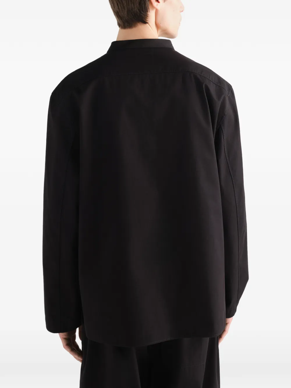 LEMAIRE Katoenen twill top met V-hals Zwart