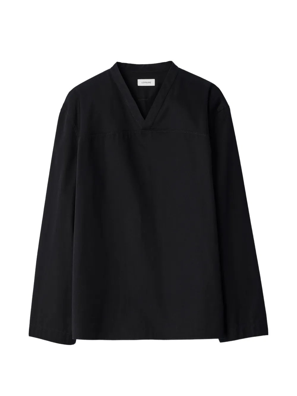 LEMAIRE Katoenen twill top met V-hals Zwart