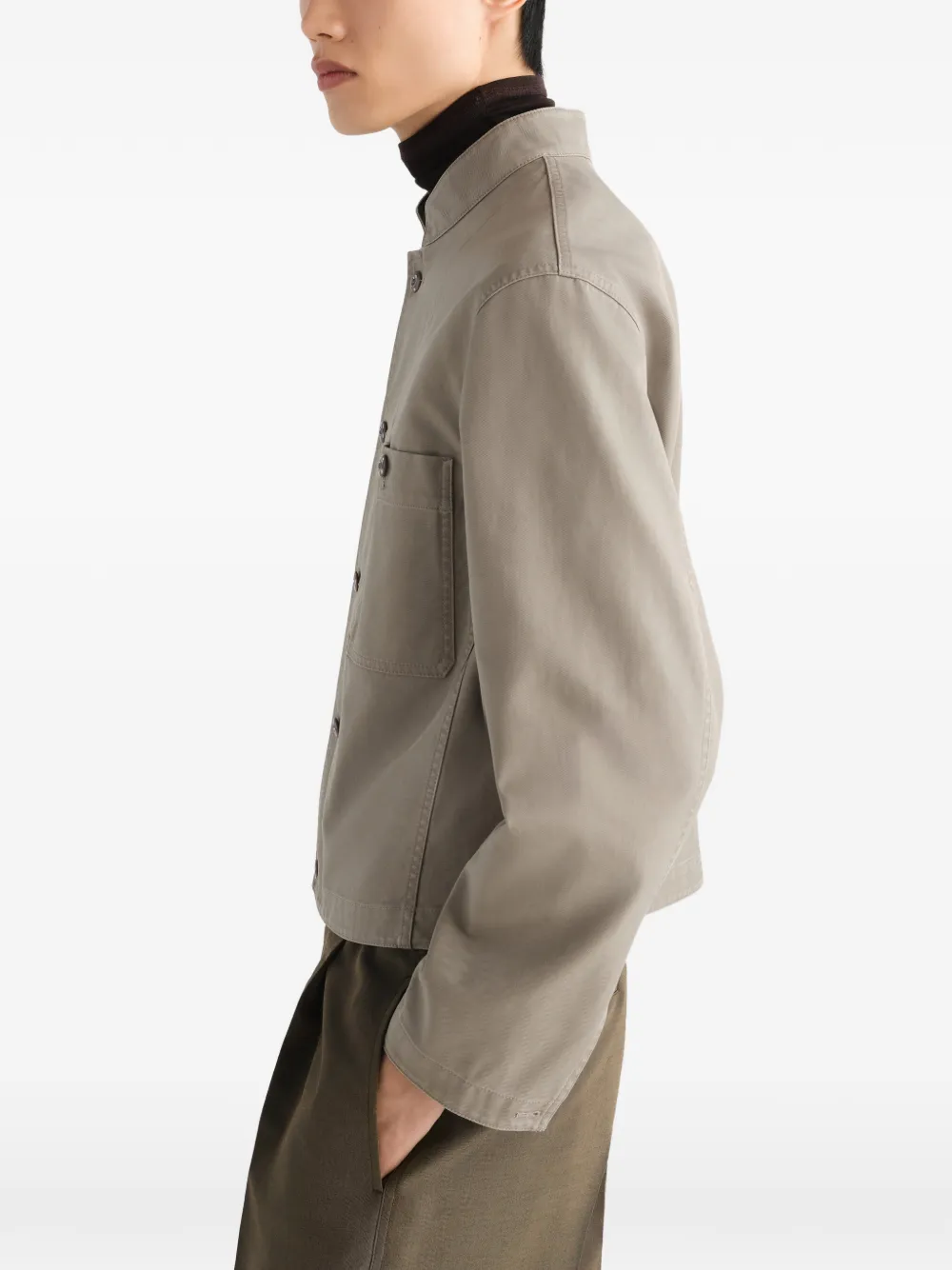 LEMAIRE Katoenen twill jack met opstaande kraag Grijs