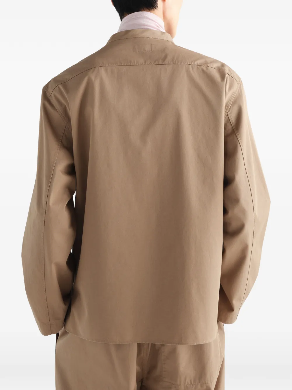 LEMAIRE Top met V-hals en licht katoenen twill Bruin