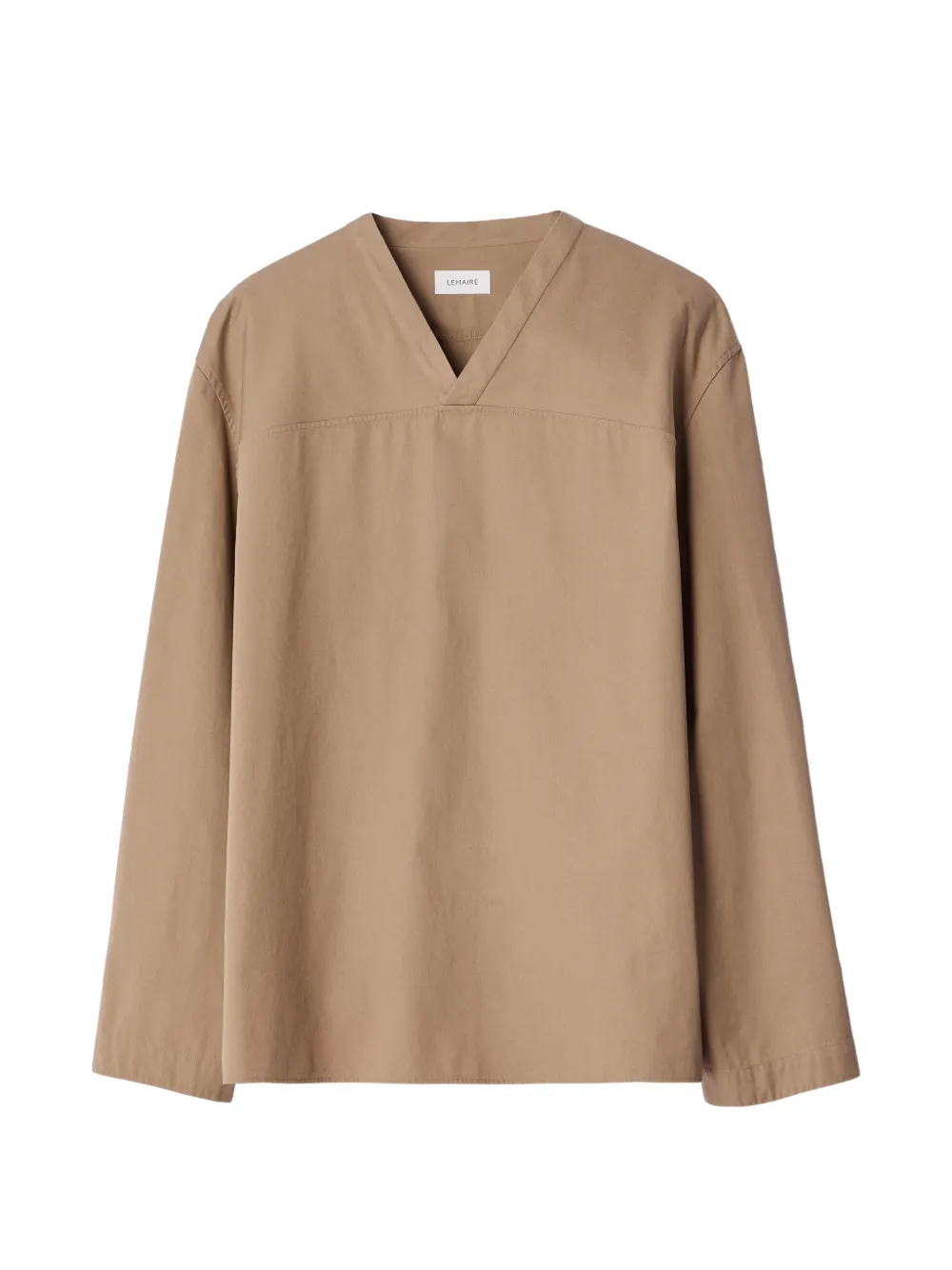 LEMAIRE Top met V-hals en licht katoenen twill Bruin