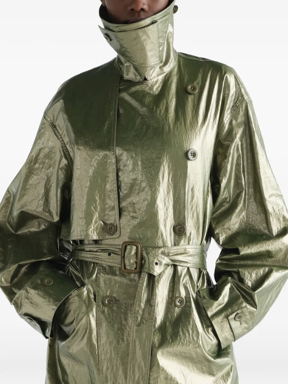 LEMAIRE Trenchcoat van waterafstotend glanzend gecoat linnen Goud