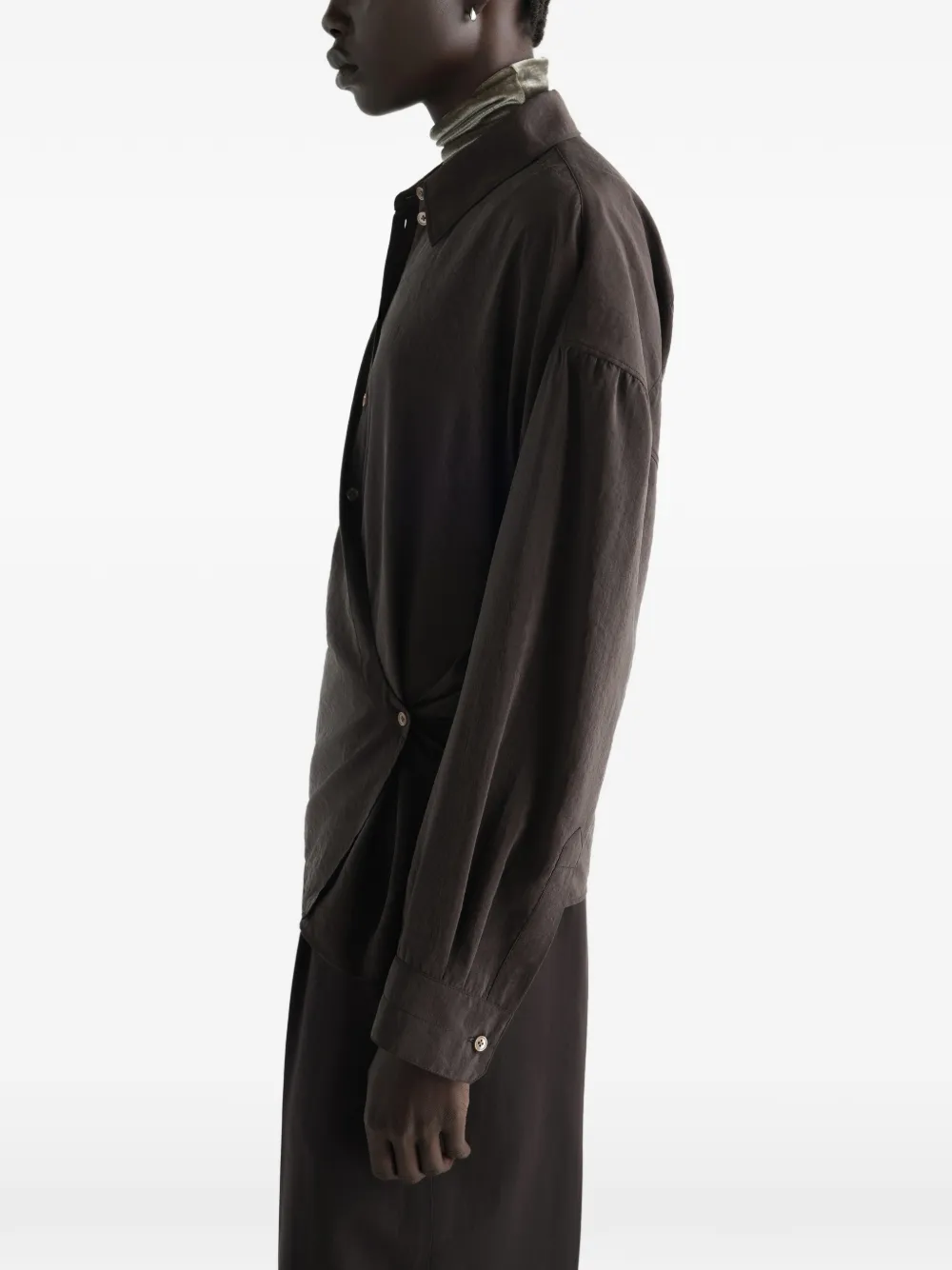 LEMAIRE Gewikkelde blouse met lange mouwen Bruin