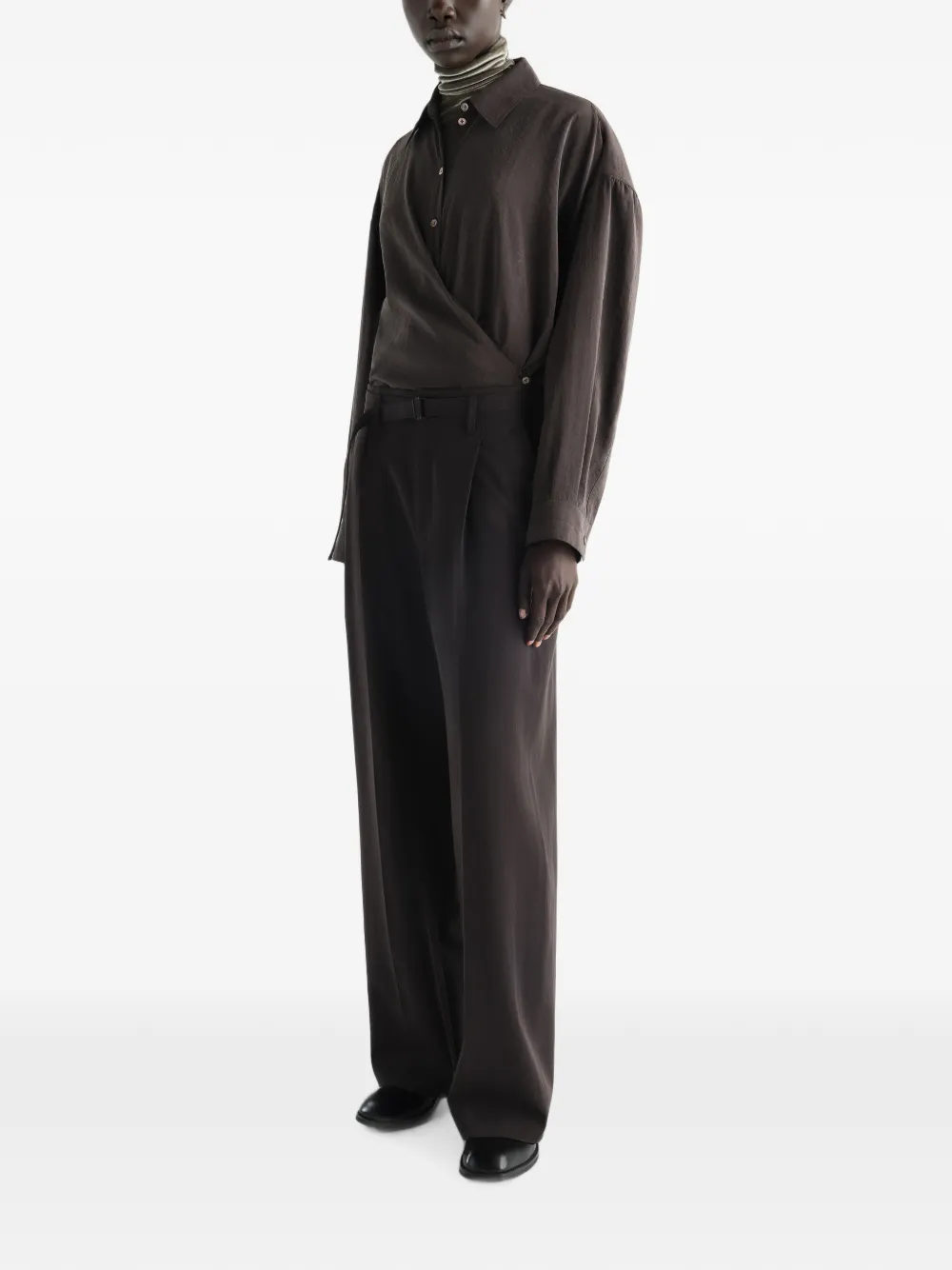 LEMAIRE Gewikkelde blouse met lange mouwen Bruin