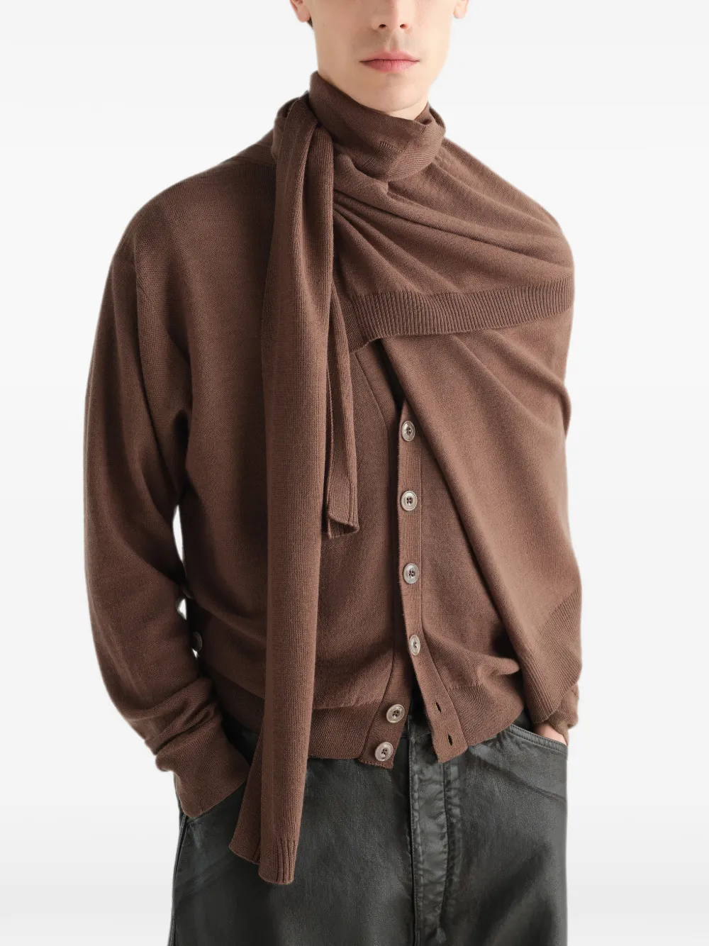 LEMAIRE Trompe L'oeil Scarf In Merino Blend | Brown | FARFETCH