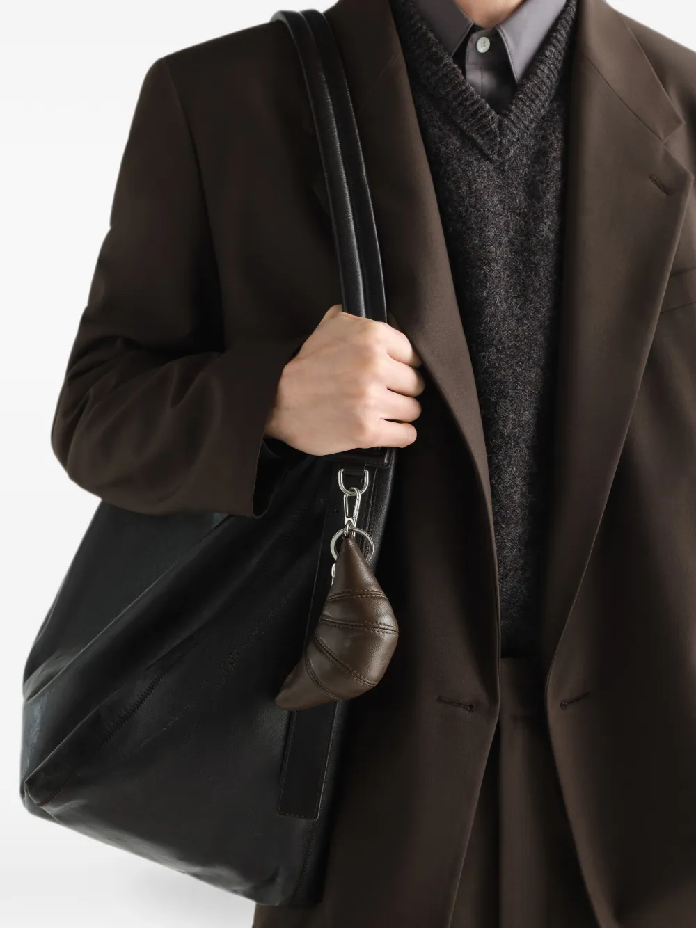 LEMAIRE Croissant leren sleutelhanger Bruin