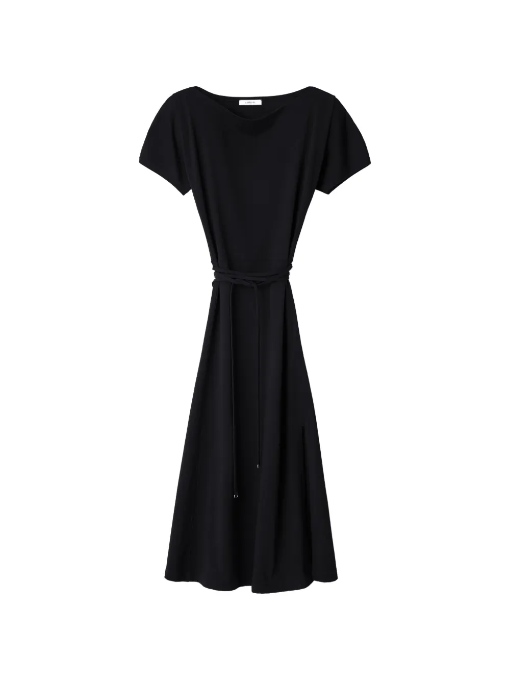 LEMAIRE belted dress in heavy cotton jersey - Black