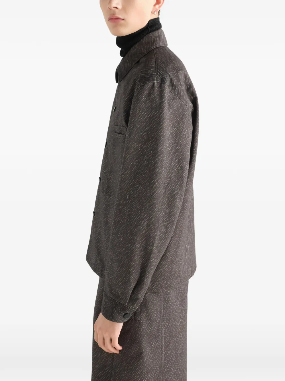 LEMAIRE Katoenen shirtjack met diagonale print Grijs