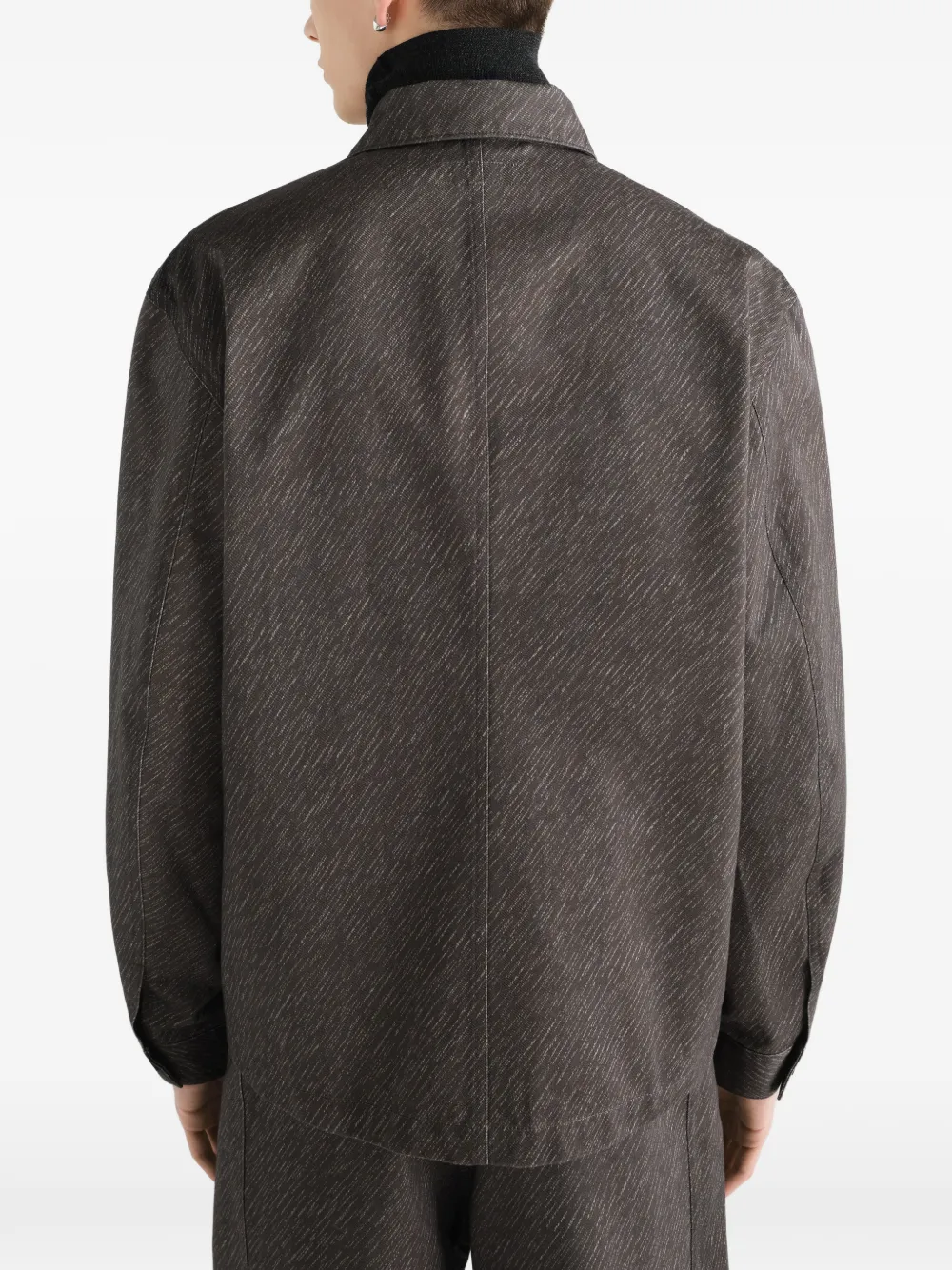 LEMAIRE Katoenen shirtjack met diagonale print Grijs