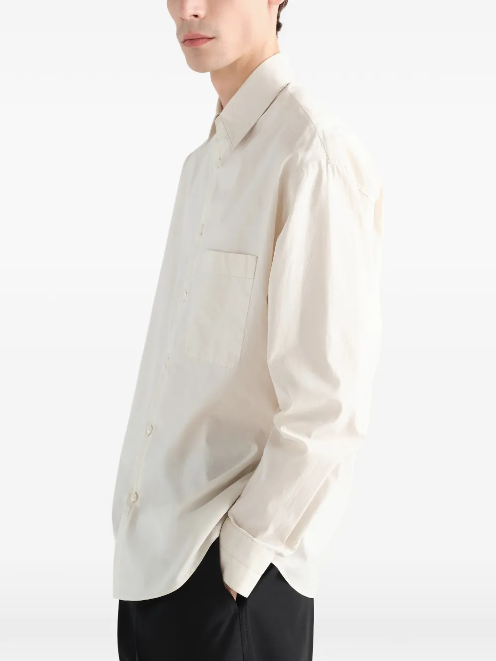 LEMAIRE Overhemd met borstzak en verwassen effect Beige