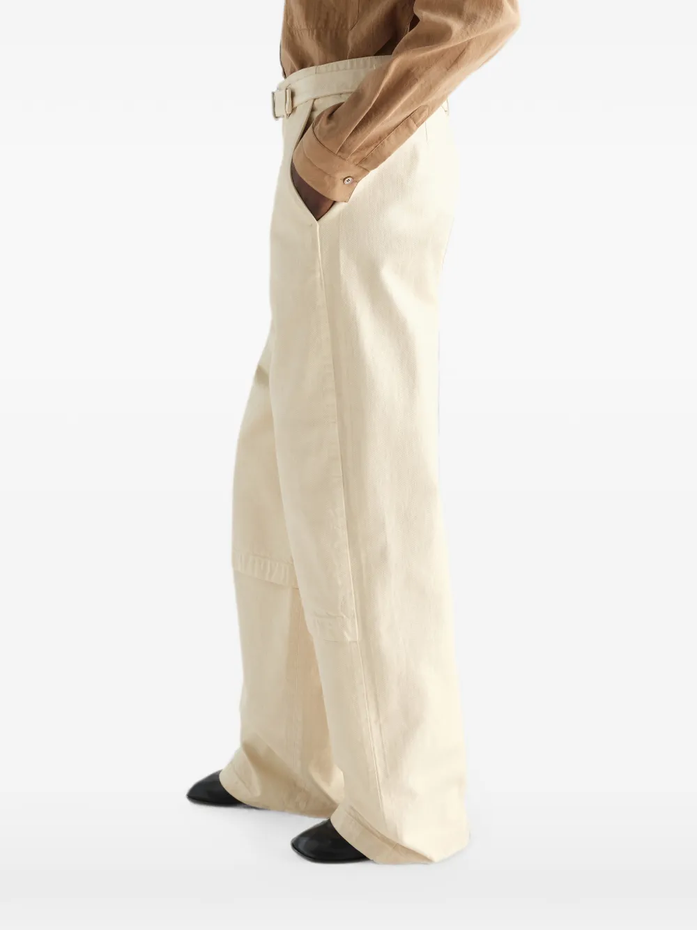 LEMAIRE Werkbroek van glanzend denim met geverfd effect Beige