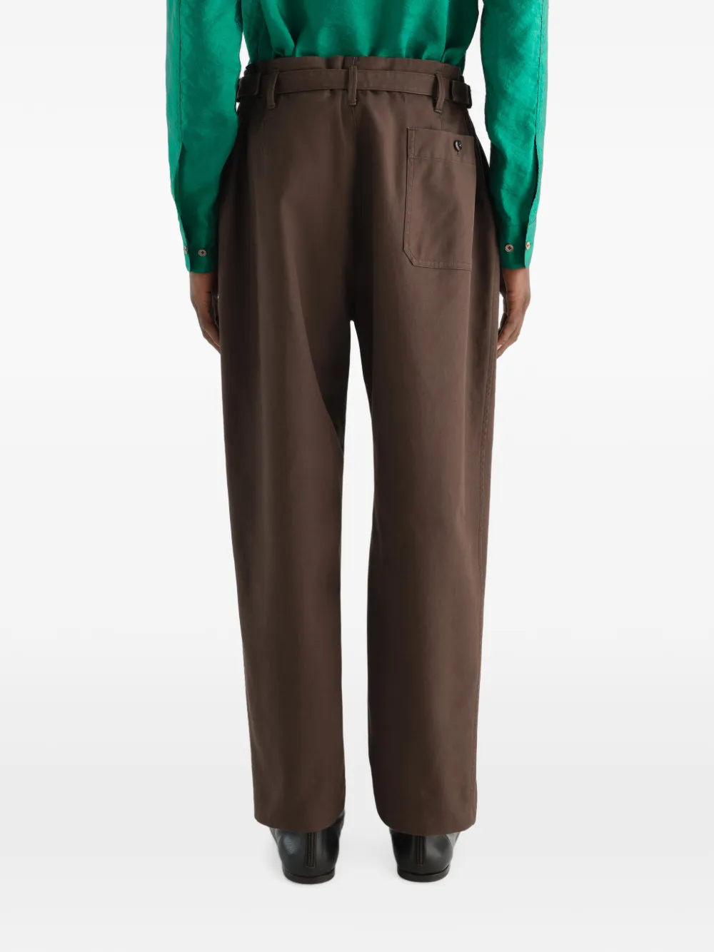 LEMAIRE Twill broek met toelopende pijpen en katoenen details Bruin