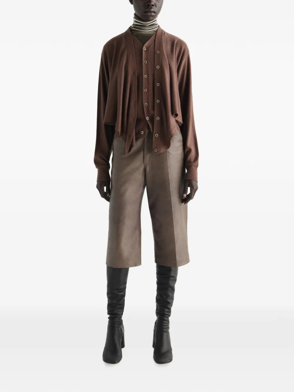 LEMAIRE Trompe-l'oeil vest van merinowolmix Bruin