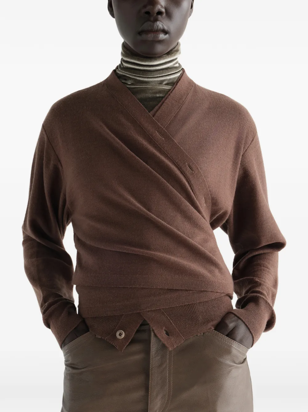 LEMAIRE Trompe-l'oeil vest van merinowolmix Bruin