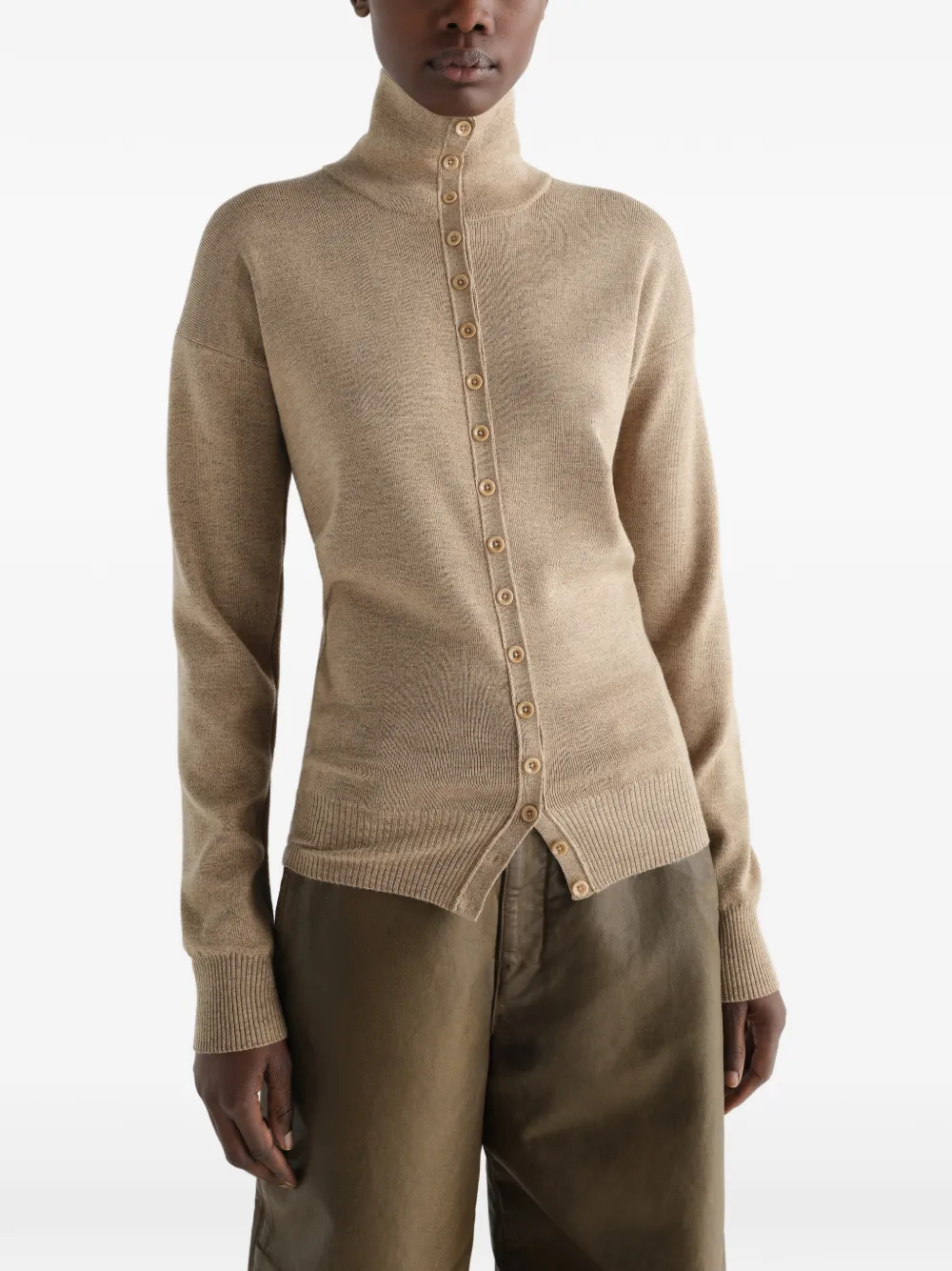 LEMAIRE Top van fijne wol met knopen Beige