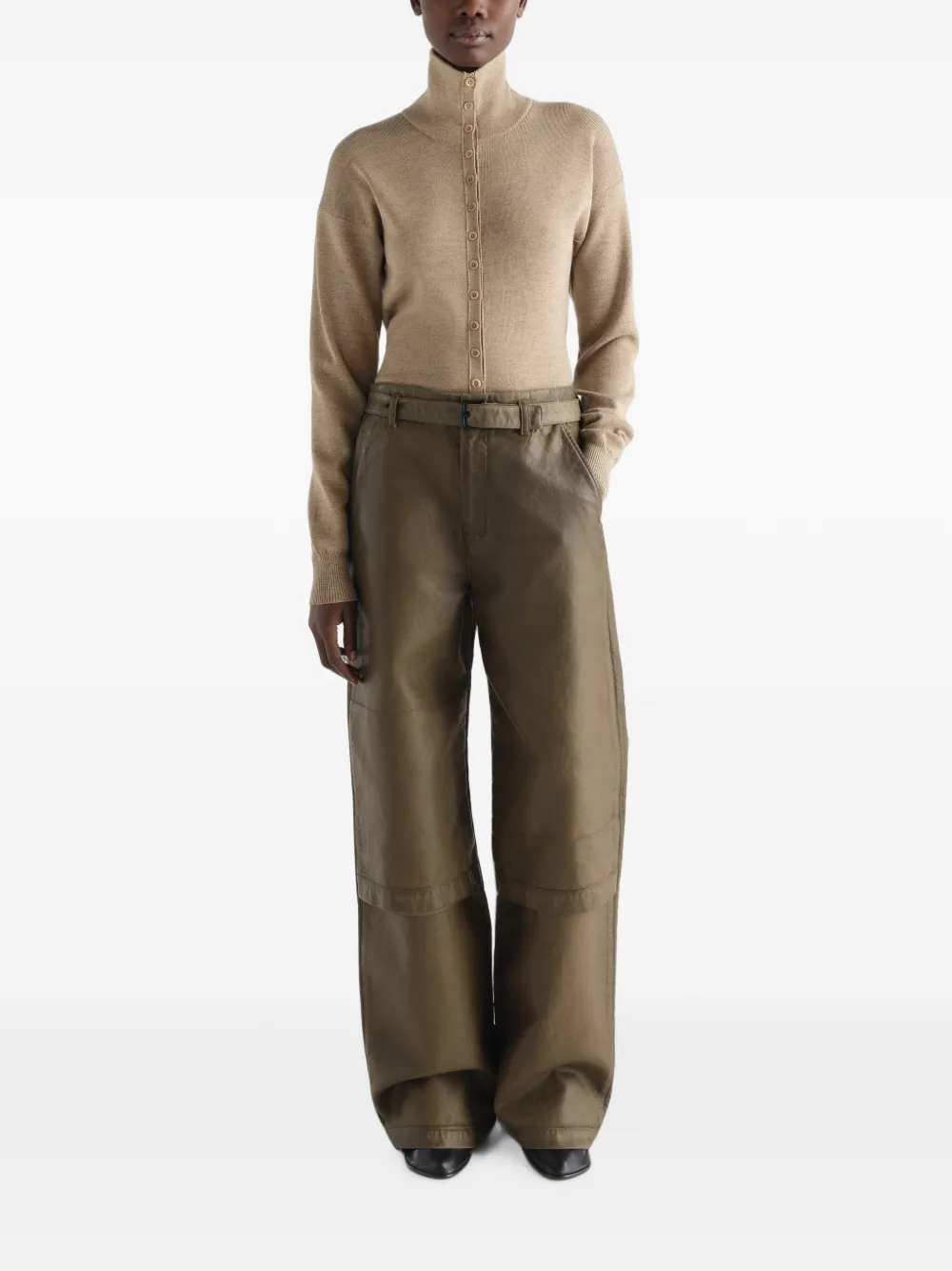 LEMAIRE Top van fijne wol met knopen Beige