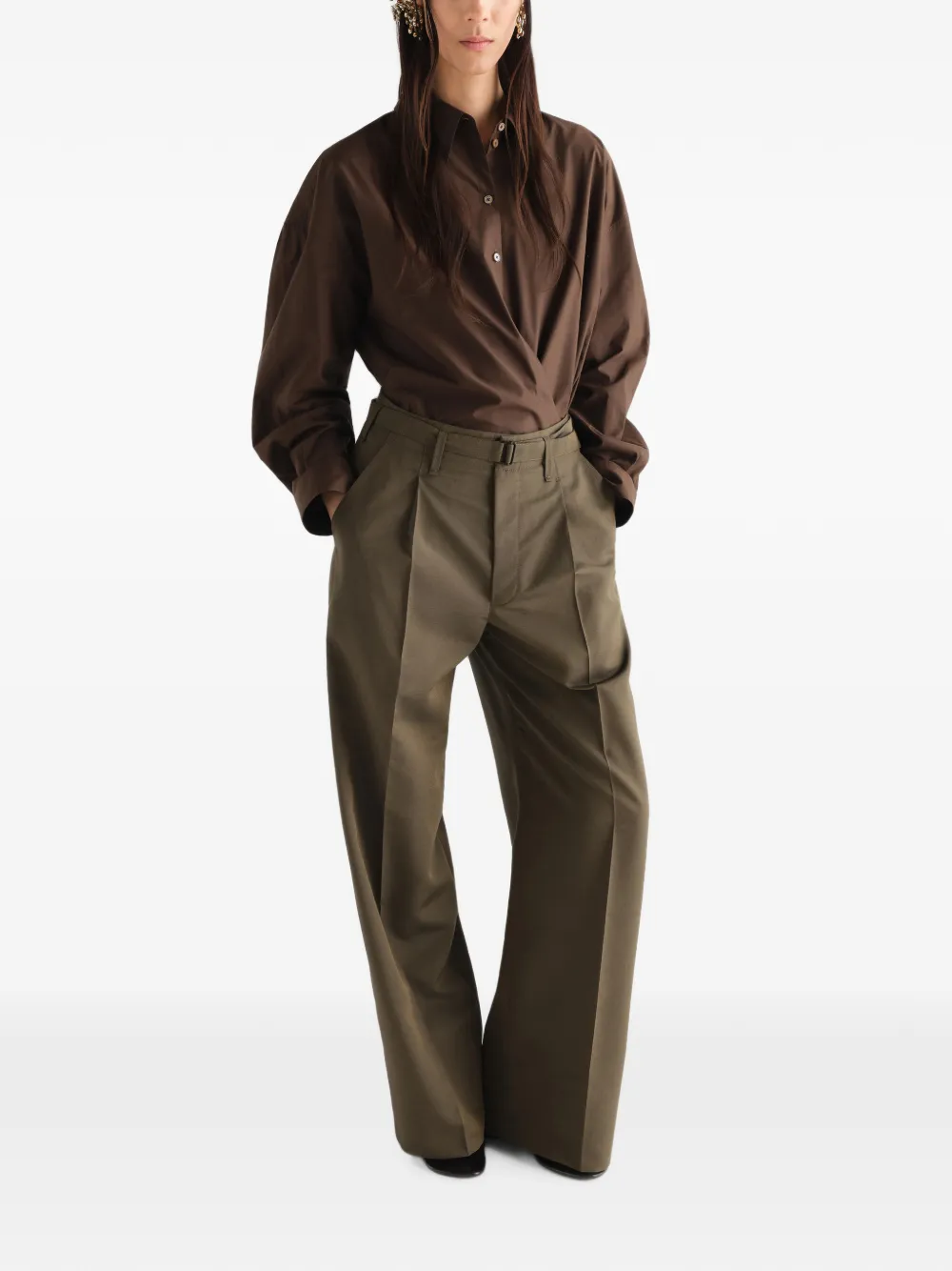 LEMAIRE Gedraaide blouse met rechte kraag Bruin