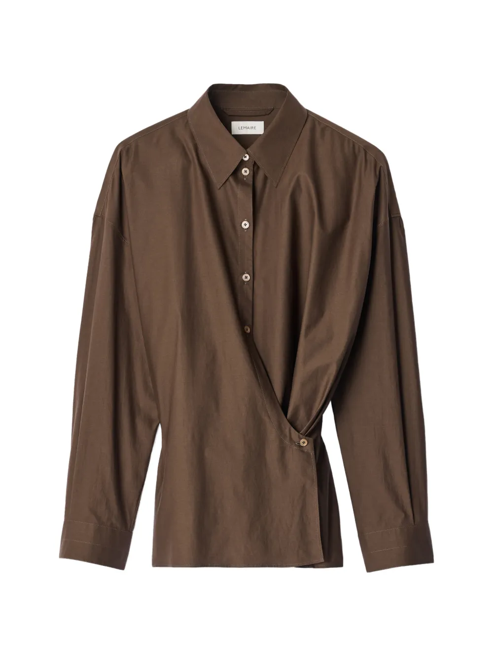 LEMAIRE straight collar Twisted shirt - Brown