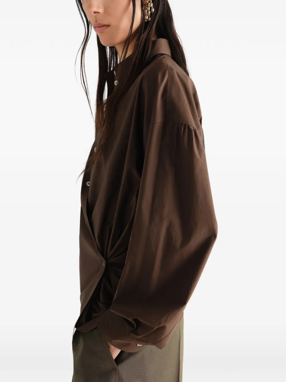 LEMAIRE Gedraaide blouse met rechte kraag Bruin