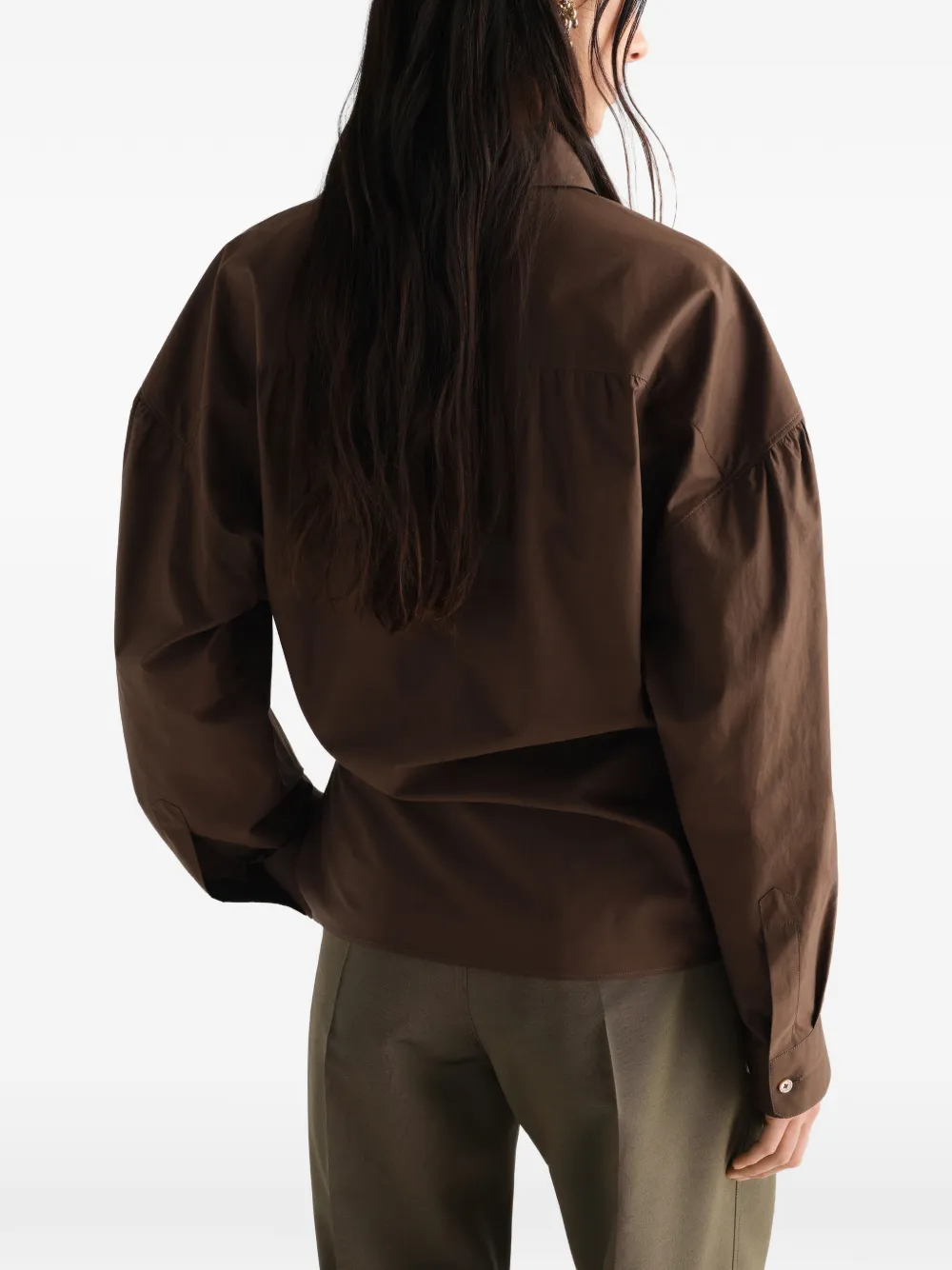 LEMAIRE Gedraaide blouse met rechte kraag Bruin