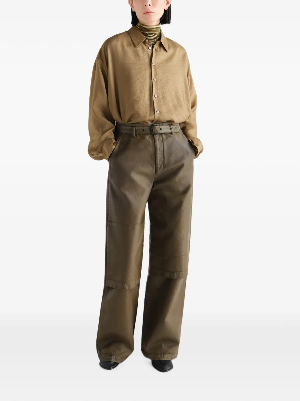 LEMAIRE Gedrapeerd blouse met glanzende cupro Beige