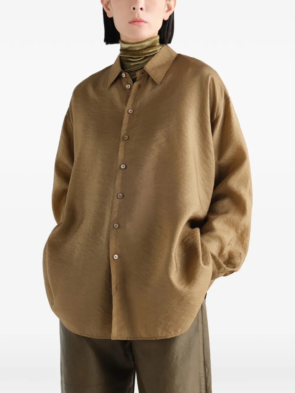 LEMAIRE Gedrapeerd blouse met glanzende cupro Beige