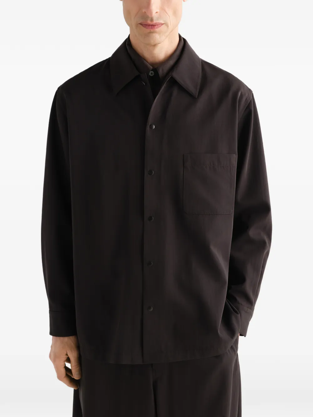 LEMAIRE Gabardine wollen shirtjack Bruin