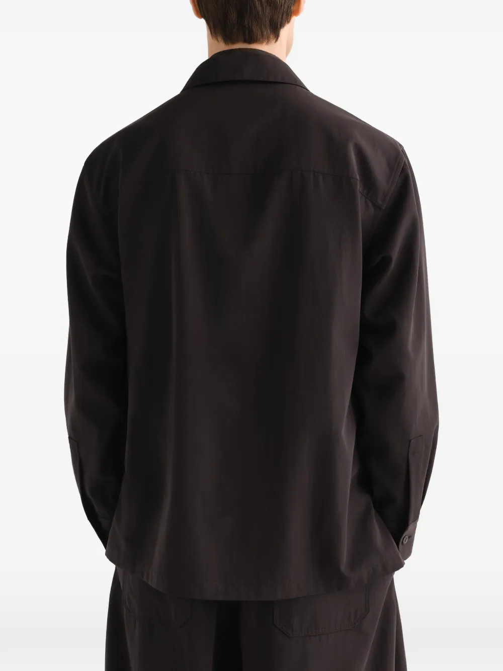 LEMAIRE Gabardine wollen shirtjack Bruin