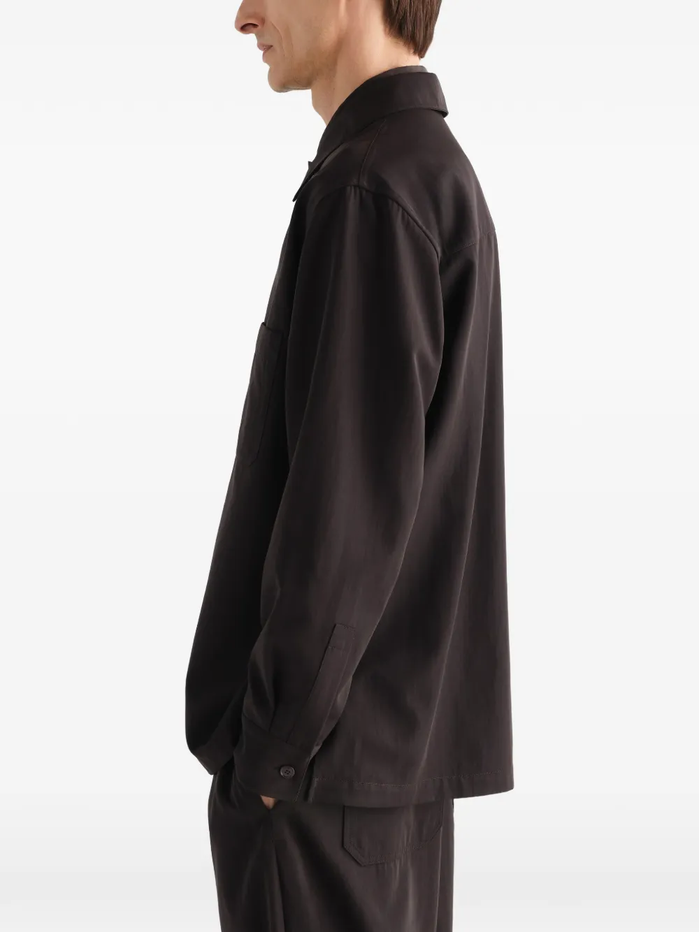 LEMAIRE Gabardine wollen shirtjack Bruin