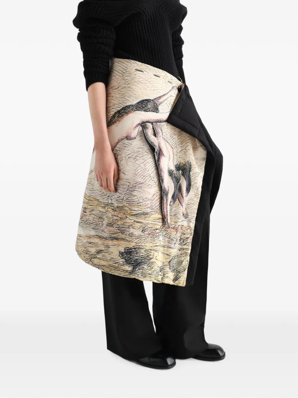 LEMAIRE Gewatteerde wikkelrok van Flashback-print Beige