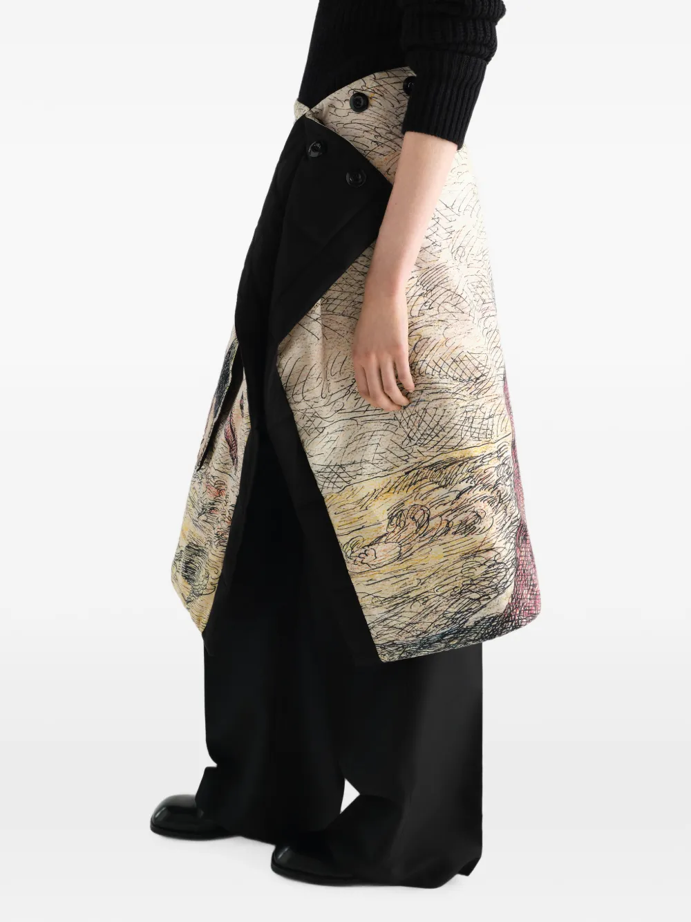 LEMAIRE Gewatteerde wikkelrok van Flashback-print Beige