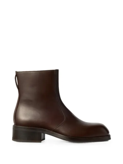 LEMAIRE zipped ankle boots in shiny leather