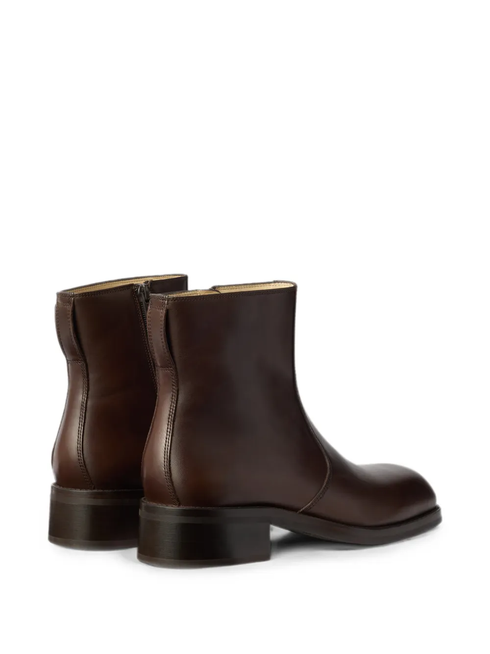 LEMAIRE zipped ankle boots in shiny leather Bruin