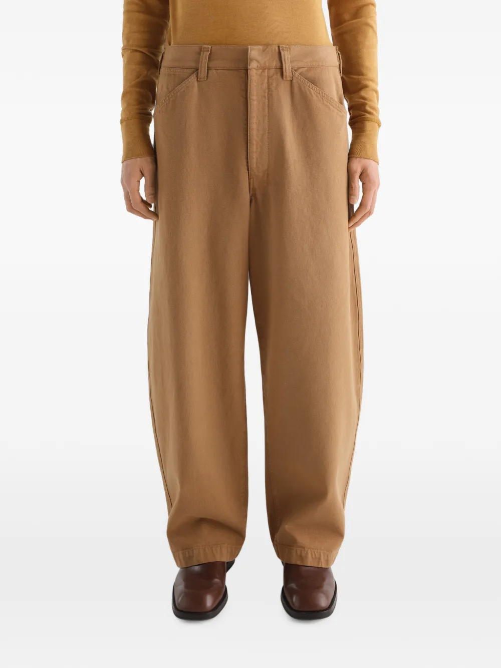 LEMAIRE Oversized workwear broek Bruin