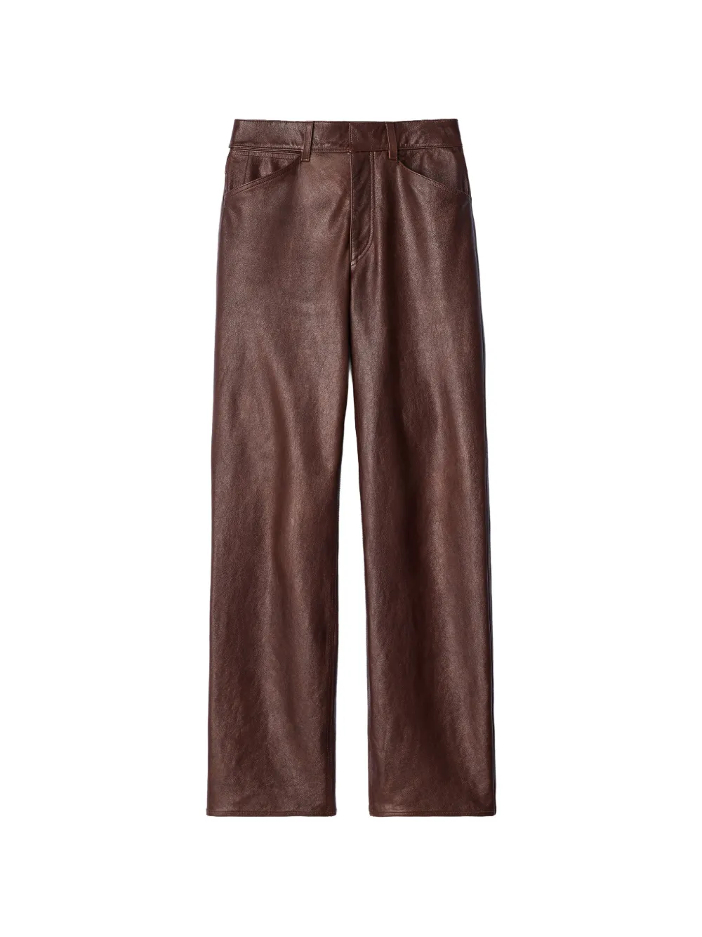 LEMAIRE Straight broek van glanzend leer Bruin