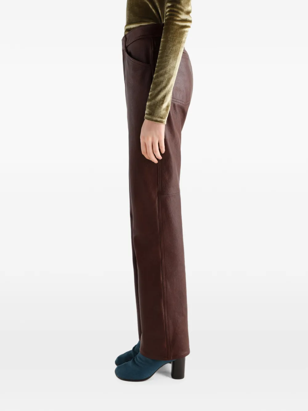 LEMAIRE Straight broek van glanzend leer Bruin