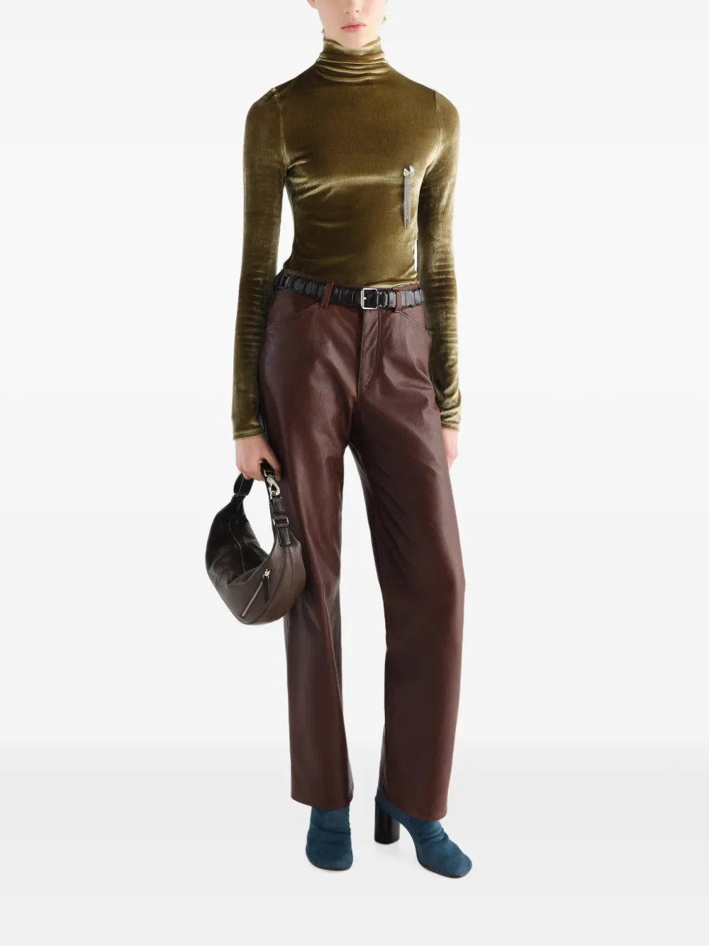 LEMAIRE Straight broek van glanzend leer Bruin