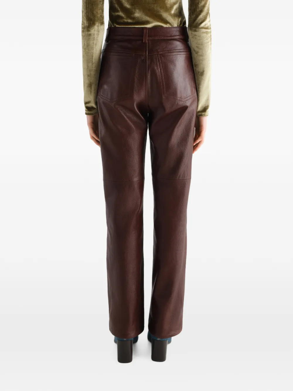 LEMAIRE Straight broek van glanzend leer Bruin