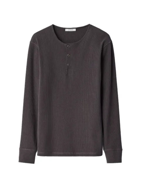 LEMAIRE long-sleeve Henley T-shirt in linen and cotton ribbed jersey