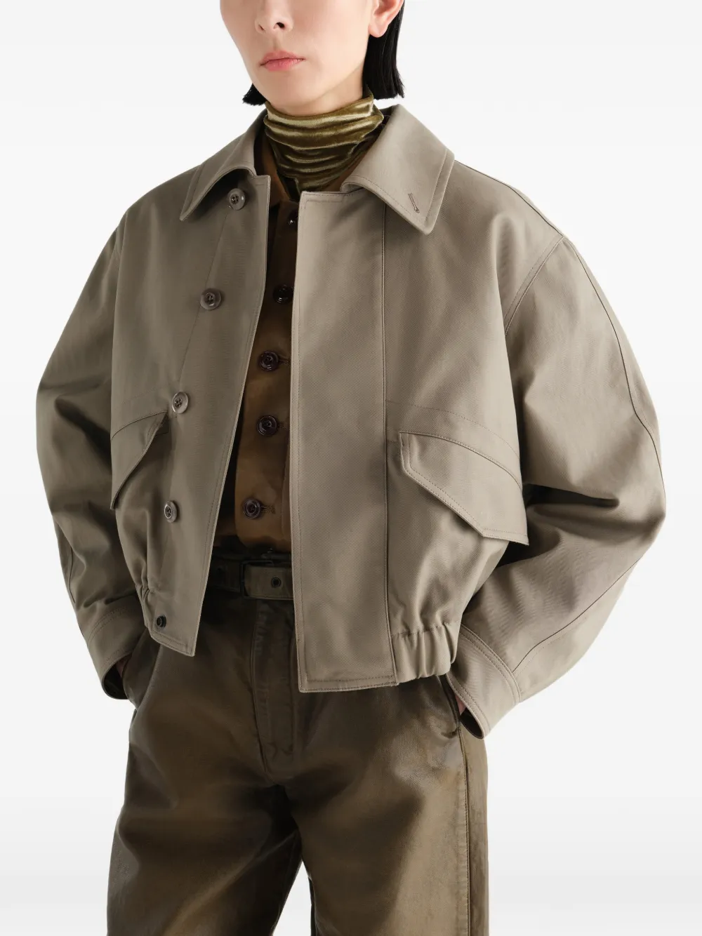 LEMAIRE Kort jack van zware katoenen twill Beige