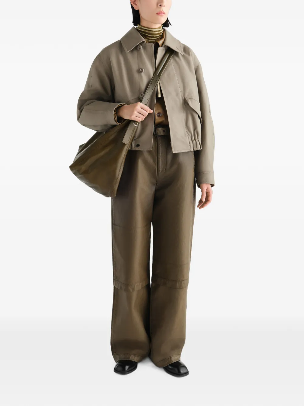 LEMAIRE Kort jack van zware katoenen twill Beige