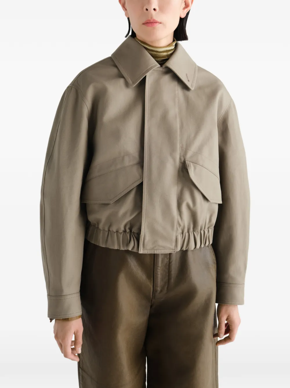 LEMAIRE Kort jack van zware katoenen twill Beige