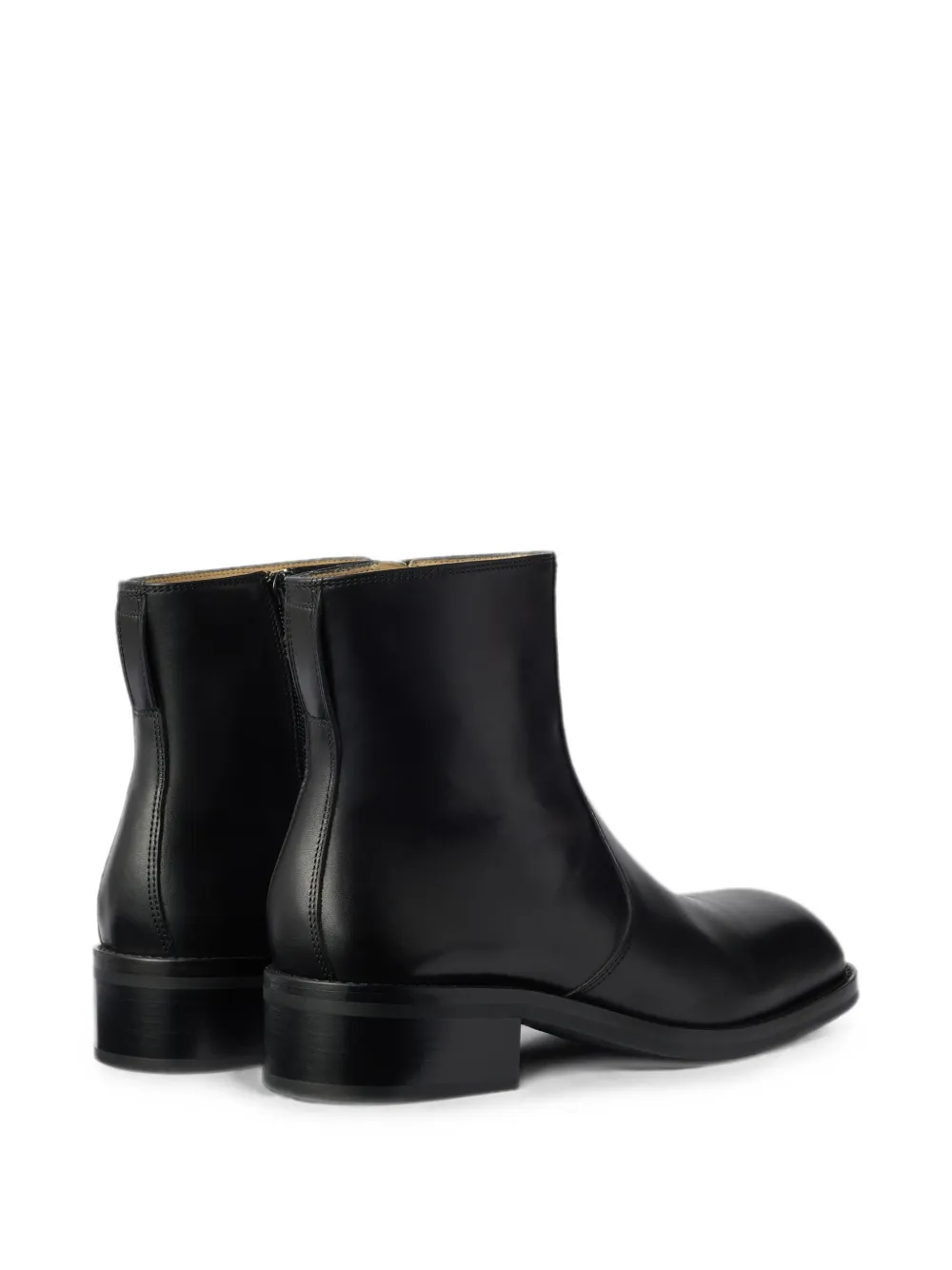 LEMAIRE zipped ankle boots in shiny leather Zwart