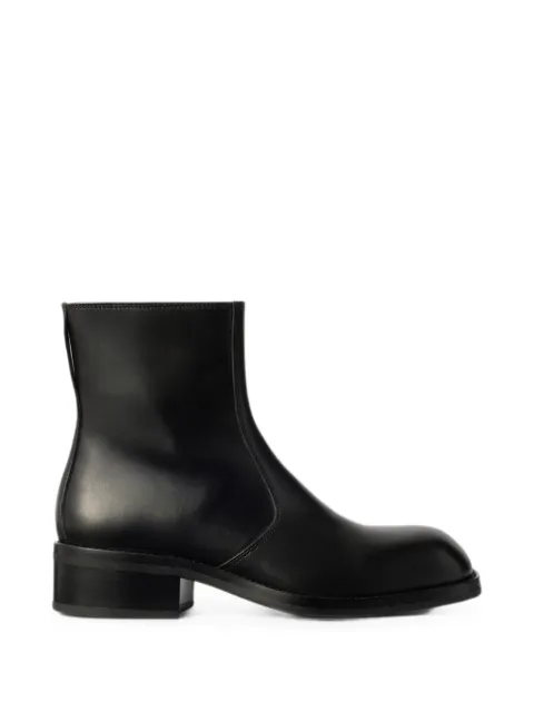 LEMAIRE zipped ankle boots in shiny leather