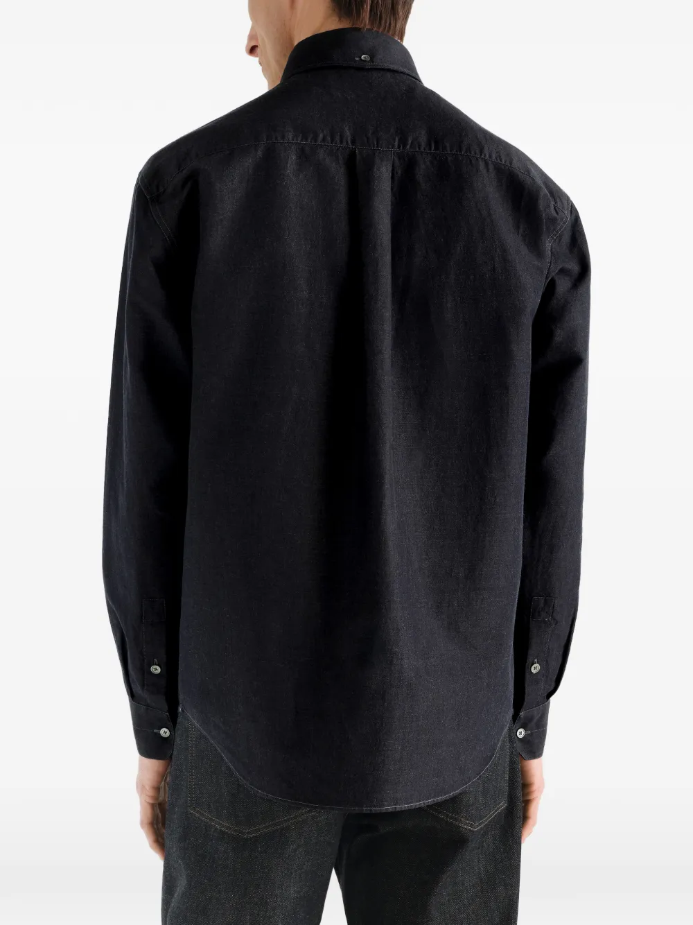 LEMAIRE Button-down overhemd van linnen en katoenen Chambray Blauw