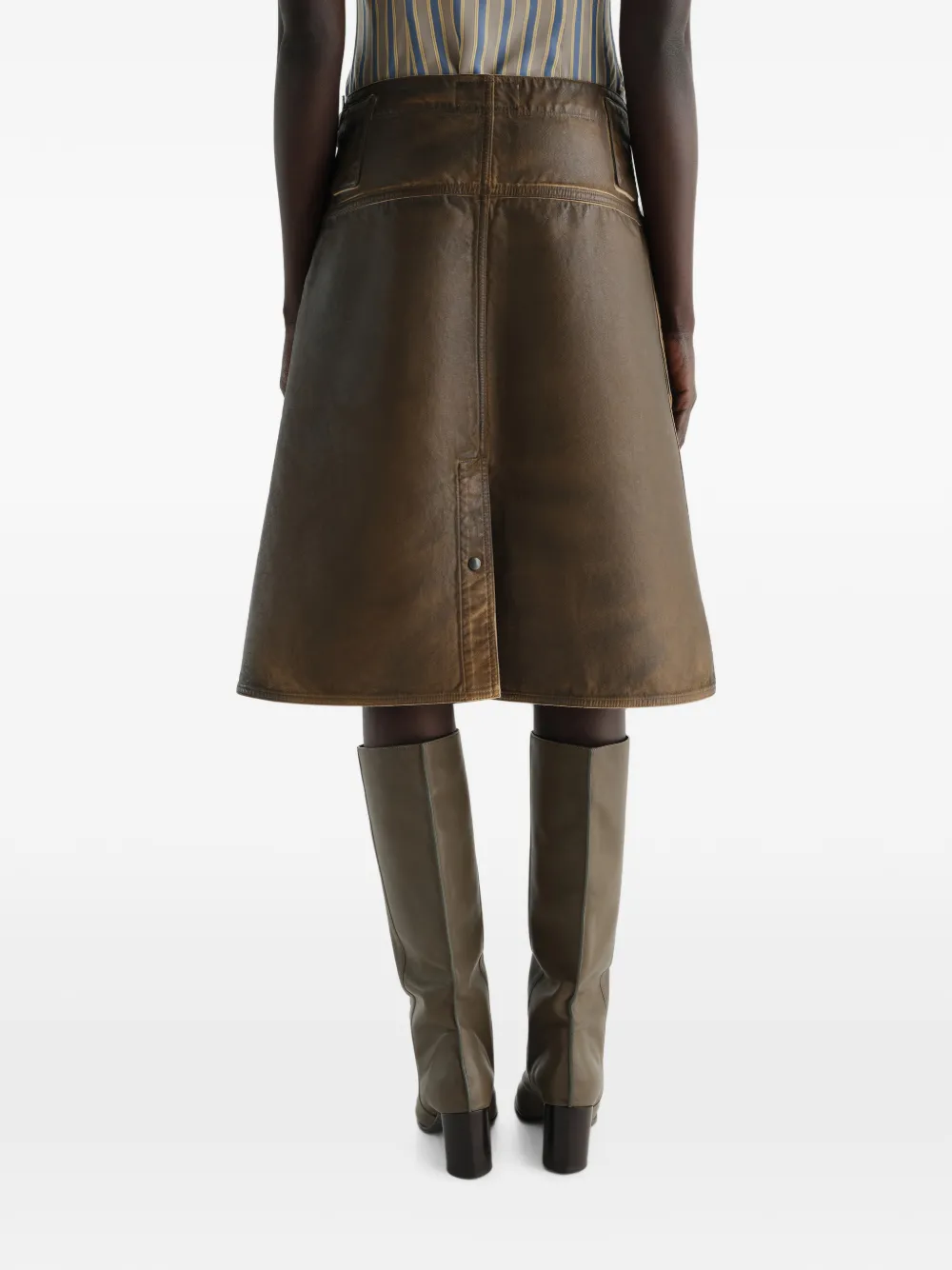 LEMAIRE Workwear rok van gecoat denim Bruin